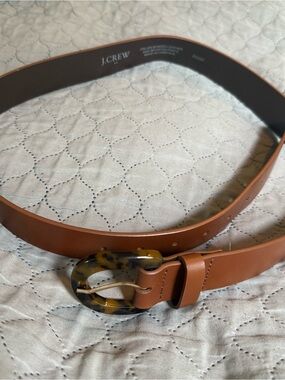 J. Crew Preppy Boho Belt Tortoiseshell Brown Leather Women’s L/XL Everyday Work